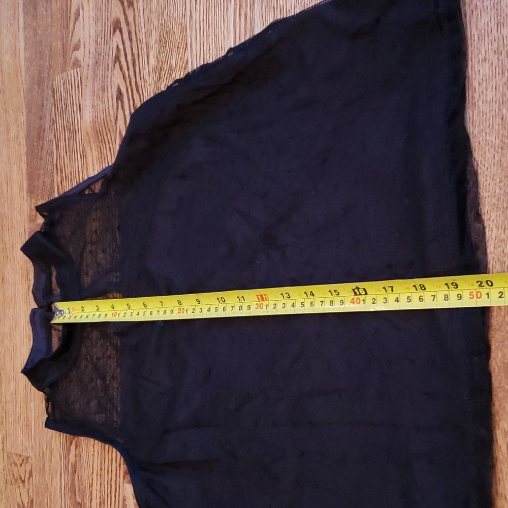 (S) Rock & Shine by Reitmans Black Sheer Overlay High Neck Top Goth Evening Fun - Picture 4 of 7